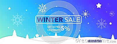 Winter sale banner template with snow flakes, ice snow shopping sale. end of winter Vector illustration Vector Illustration