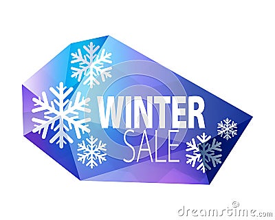 Winter sale faceted glass icon. Vector Illustration