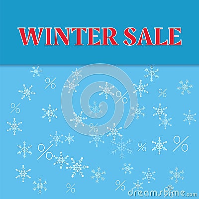 Winter sale poster with falling snowflakes Vector Illustration