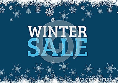 Winter Sale Snowflakes with blue background Stock Photo