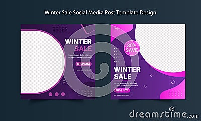 Winter sale Social Media Web Banner Template Design. Promotional web banner for social media. Elegant sale and discount promo. Stock Photo