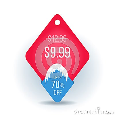 Winter Sale tags. Christmas label with ice caps. Vector illustration Cartoon Illustration