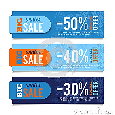 Winter Sales Banners Vector Illustration