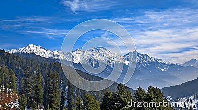 The winter scene in Aru Valley near Pahalgam, Kashmir, India Stock Photo