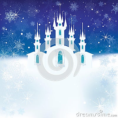 Winter scene with the ice castle Vector Illustration