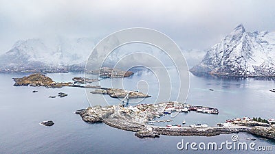 Winter scene of reine town in lofoten islands, norway Stock Photo