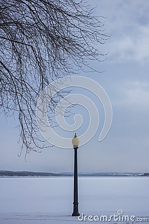 A winter scene at Skaneateles, New York Stock Photo