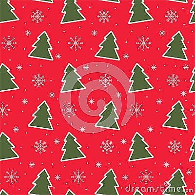 Winter seamless Christmas pattern for design packaging paper, postcard, textiles. The pattern with the image of fir Vector Illustration