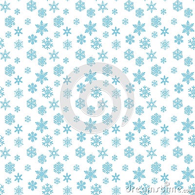 Winter seamless pattern with flat snowflakes Vector Illustration
