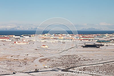 Winter season aerial view Reykjavik cityscape downtown, Iceland Stock Photo