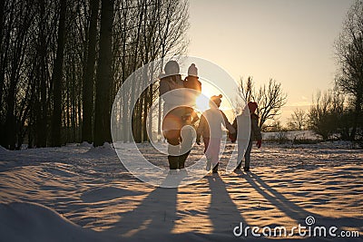 Winter season. Happy and smiling kids. Stock Photo