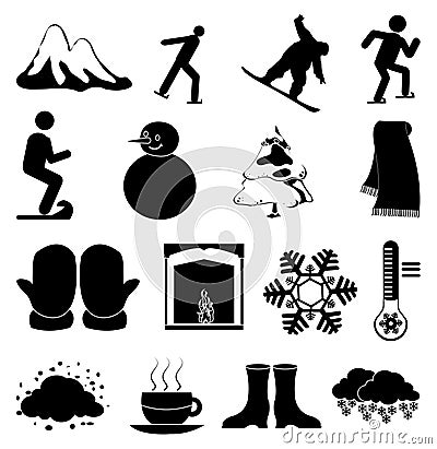 Winter season icons set Vector Illustration
