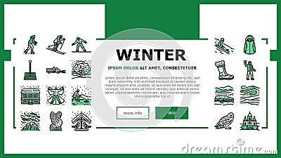 winter season snow cold holiday landing header vector Vector Illustration
