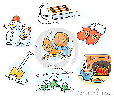 Winter set Vector Illustration