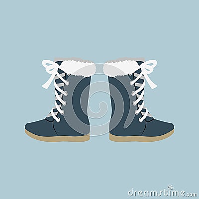 Winter Shoes Felt Boots Vector Illustration