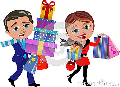 Winter Shopping Vector Illustration