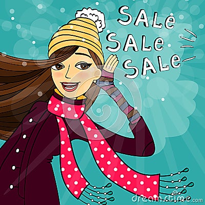 Winter shopping sale Vector Illustration