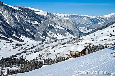 Winter in Simmental, Switzerland Stock Photo