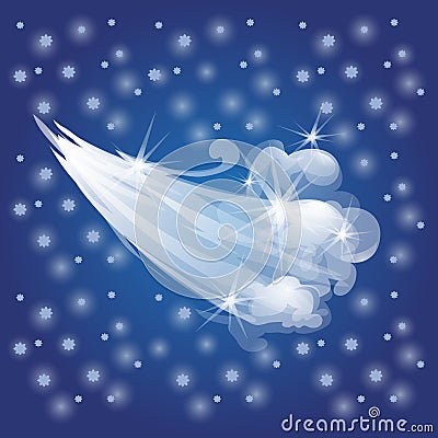 Winter sketch with breath a cold wind. Sample of Christmas and New year greeting card, festive poster or party Vector Illustration