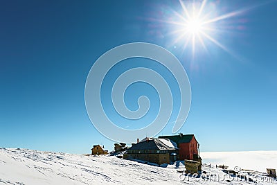 Winter ski chalet Stock Photo