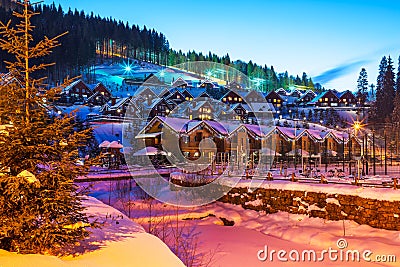 Winter ski resort Bukovel, Ukraine Stock Photo