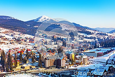 Winter ski resort Bukovel, Ukraine Stock Photo