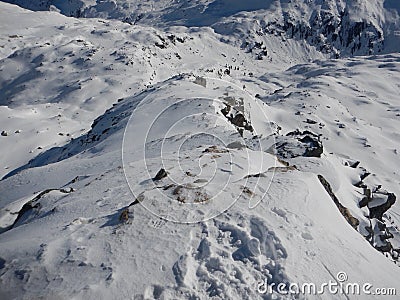 Winter skitouring and climbing in austrian alps Stock Photo