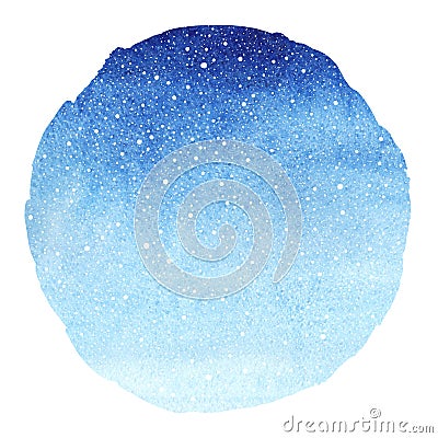 Winter sky round gradient blue watercolor background Stock Photo