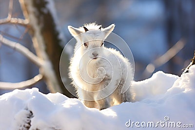 Winter snow agriculture farming baby nature lamb young animals sheep cute Stock Photo