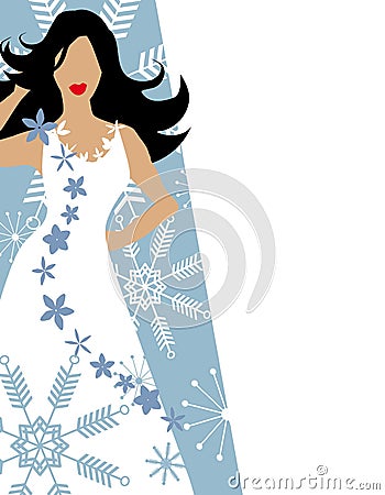 Winter Snow Fashion Model Blue Cartoon Illustration