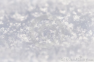 Winter snow natural blur abstract white beautiful background with snowflakes closeup. Stock Photo