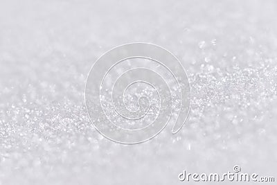 Winter snow natural blur abstract white beautiful background with snowflakes closeup. Stock Photo