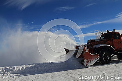 Winter : snow plow truck Stock Photo