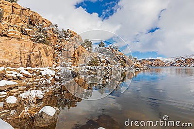 Winter at Watson Lake Prescott Arizona Stock Photo