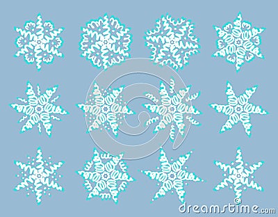 Winter snowflake set, collection of cute snowflakes. Vector Illustration