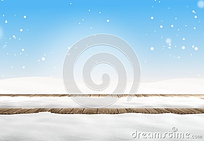 Winter snowflakes landscape 3d-illustration Cartoon Illustration