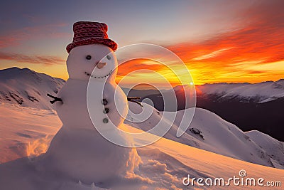 winter snowman, chrismas symbol, Snowman winter secenery, Panoramic view Stock Photo