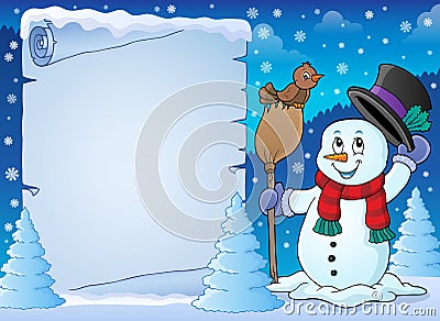 Winter snowman subject parchment 2 Vector Illustration
