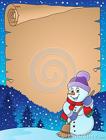 Winter snowman subject parchment 4 Vector Illustration