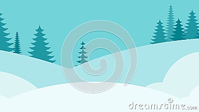 Winter snowy deserted landscape. Flat vector background Vector Illustration