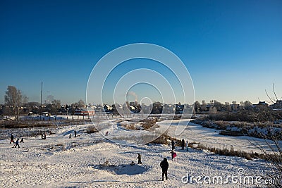 Winter snowy landscape in the russian cold Editorial Stock Photo