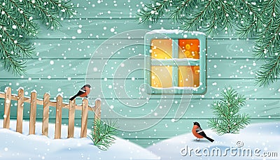 Winter Snowy Scene Vector Illustration