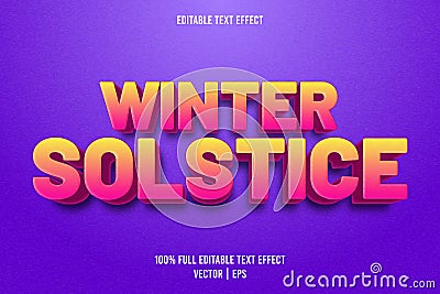 Winter solstice editable text effect embossed cartoon style Vector Illustration