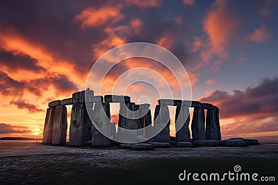 Winter solstice at Stonehenge a sacred alignment of ancient stones Stock Photo