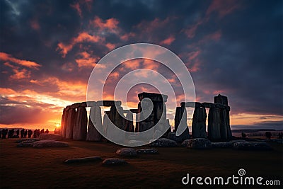 Winter solstice at Stonehenge a sacred alignment of ancient stones Stock Photo