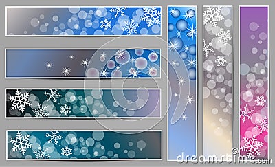 Winter sparkling banners with snowflakes Vector Illustration