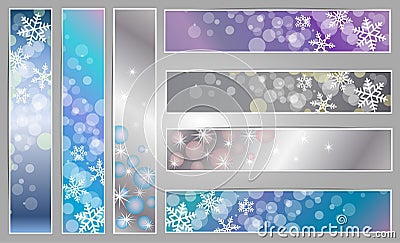 Winter sparkling banners with snowflakes Vector Illustration