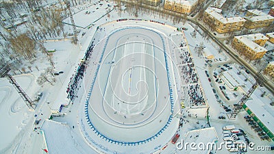 Winter speedway on the ice Stock Photo