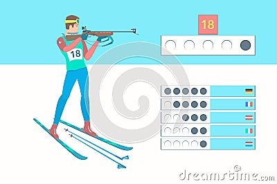 Winter sport Biathlon. Vector Illustration