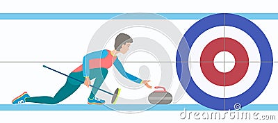 Winter sport Curling. Vector Illustration